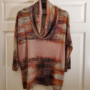 Cowl neck 3/4 sleeve lightweight vibrant sweater